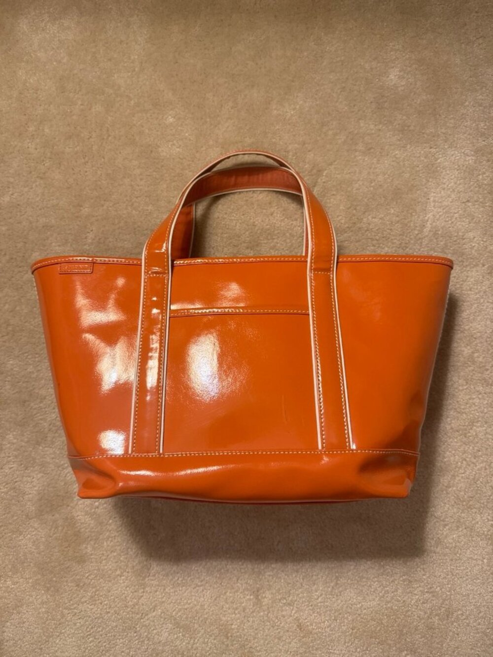 Lands End Tote Bag Large Patent Leather Carryall Shopper